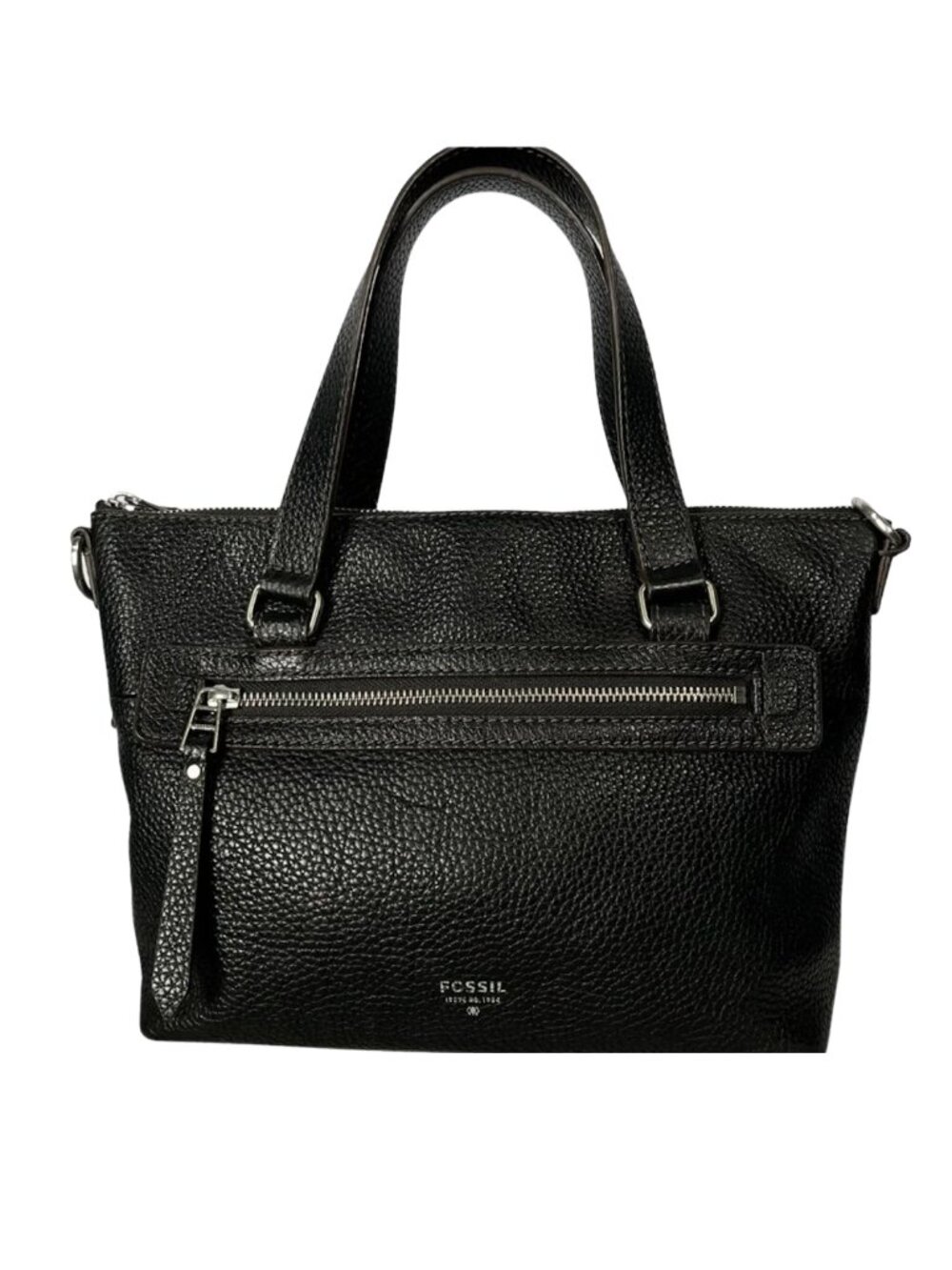 Y2K Fossil Black Leather Pebble Cow Hide Satchel